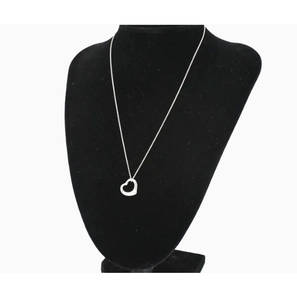 Tiffany & Co. Elsa Peretti Open Heart Charm Sterling Silver 925 on 16" Chain - Picture 1 of 9